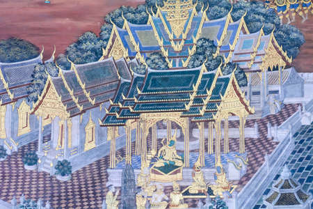 Mural painting in wat phra kaew, Bangkok Thailandのeditorial素材
