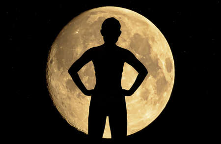 Abstract women at full moonの写真素材