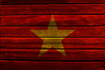 Flag of Vietnam on wood