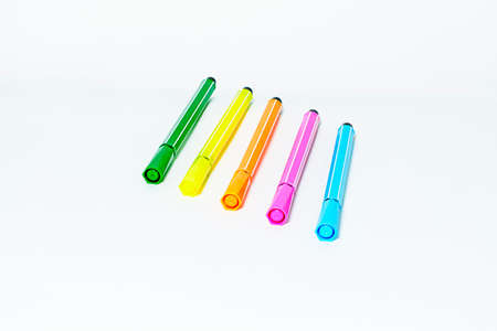 The multi colored magic pen on a white background.
