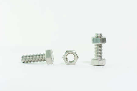 Hex head screw on a white background.の写真素材