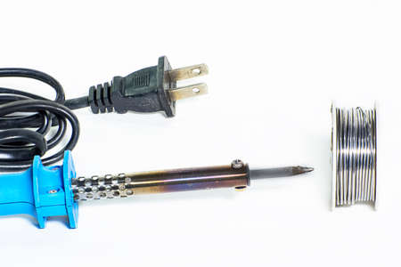 Soldering & lead on a white background.の写真素材