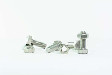 Hex head screw on a white background.の写真素材
