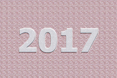 Happy New Year 2017 design with stone wall.の写真素材