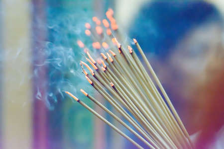 The incense is offering. It's used in Buddhism.の写真素材