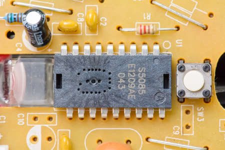 Close up the circuit board of the mouse.