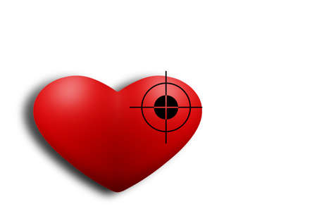 Valentine 's Day style dark. Red heart exposed aiming to shoot.の写真素材