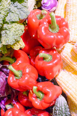 Many fruits and vegetables. It is good for health.の写真素材