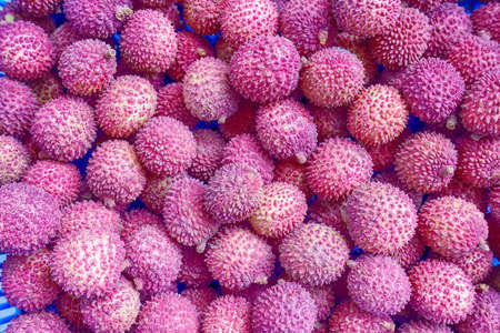 The lychee stacks for sale a wait.の写真素材