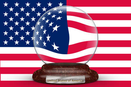 Flag of United States of America on a snow globe background.の写真素材