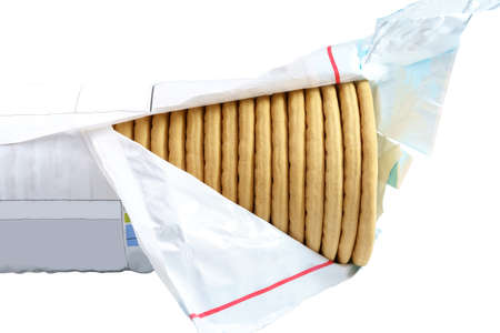 Bread crackers isolated on a white background.の写真素材