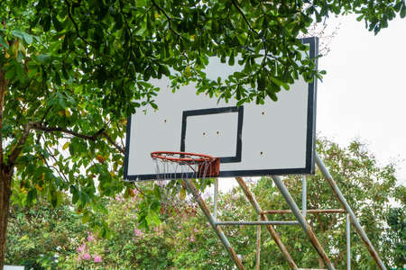 Basketball backboard in the park. It is public.