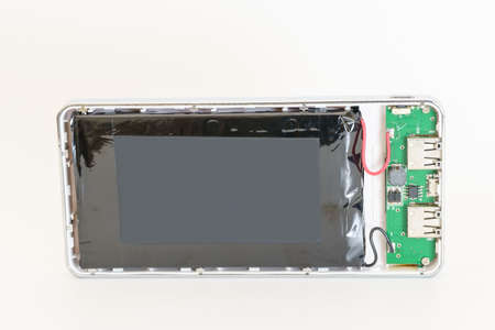 Power bank usb for smartphone isolated on a white background.