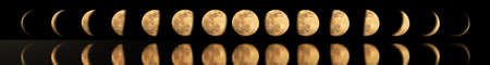 Phases of the Moon and shadow. Moon lunar cycle.の写真素材