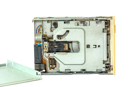 Floppy disk drive 3.5 inch isolated on a white background.