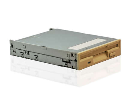 Floppy disk drive 3.5 inch isolated on a white background.