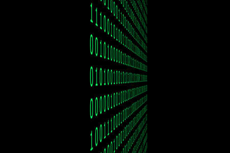Green binary code on a black background.の写真素材