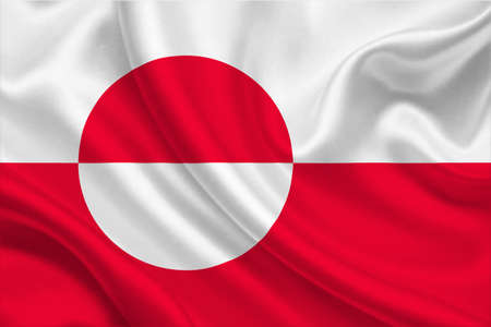3D Flag of Greenland on wrinkled fabric.の写真素材