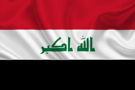 3D Flag of Iraq on wrinkled fabric.