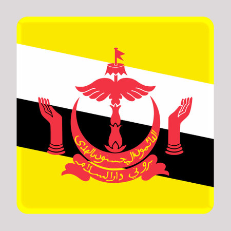 3D Flag of Brunei on a avatar square background.の写真素材