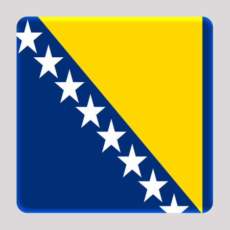 3D Flag of Bosnia and Herzegovina on a avatar square background.の写真素材