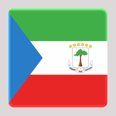 3D Flag of Equatorial Guinea on a avatar square background.の写真素材