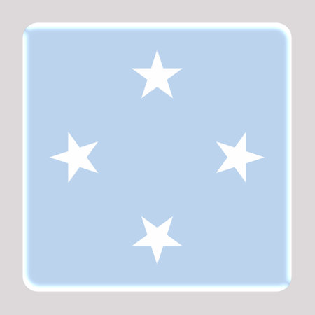3D Flag of Federated States of Micronesia on a avatar square background.の写真素材