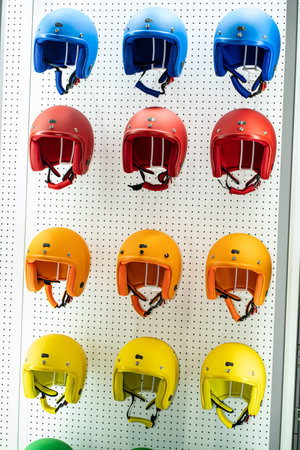 Nonthaburi, Thailand - DEC 4, 2021 - Helmet at The 38th Motor Expo Thailand 2021 at IMPACT Arena, Muang Thong Thani, Nonthaburi, Thailand.のeditorial素材