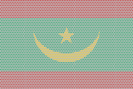 3D Flag of Mauritania on a metal wall background.の写真素材