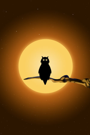 3D illustration Happy Halloween concept in fantasy on a orange background.の写真素材