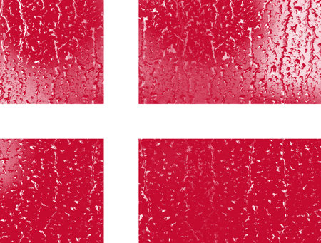 3D Flag of Denmark on a glass with water drop background.の写真素材