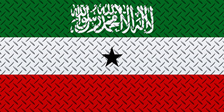 3D Flag of Somaliland on a metal wall background.の写真素材
