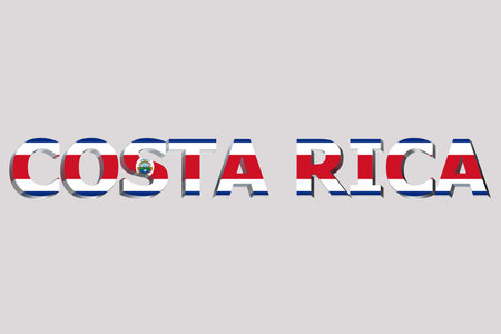 3D Flag of Costa Rica on a text background.の写真素材