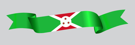 3D Flag of Burundi on a fabric ribbon.のイラスト素材