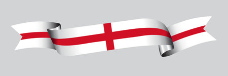 3D Flag of England on a fabric ribbon.のイラスト素材