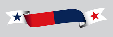 3D Flag of Panama on a fabric ribbon.のイラスト素材