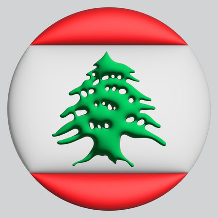 3D Flag of Lebanon on a avatar circle background.の写真素材