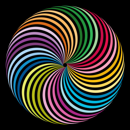 The abstract vibrant spiral of colorful geometric patterns.のイラスト素材