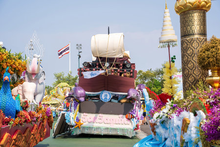Sanam Luang, Bangkok, Thailand - APR 14, 2024 Songkran Festival, The short action of people joins...