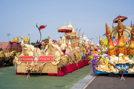 Sanam Luang, Bangkok, Thailand - APR 14, 2024 Songkran Festival, The short action of people joins...