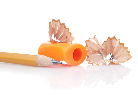 Pencil sharpener isolated on white の写真素材