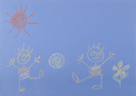 Child's drawing with chalkの写真素材