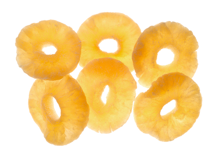 dried pineapple isolated on white background の写真素材
