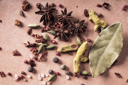 mix of different types of spicesの写真素材