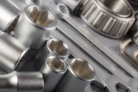 tools and old auto partsの写真素材