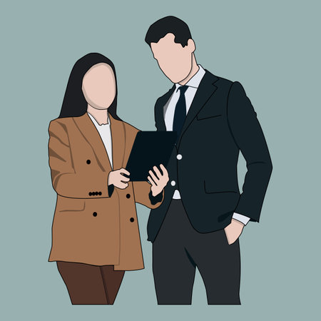 vector woman and man is talkingのイラスト素材
