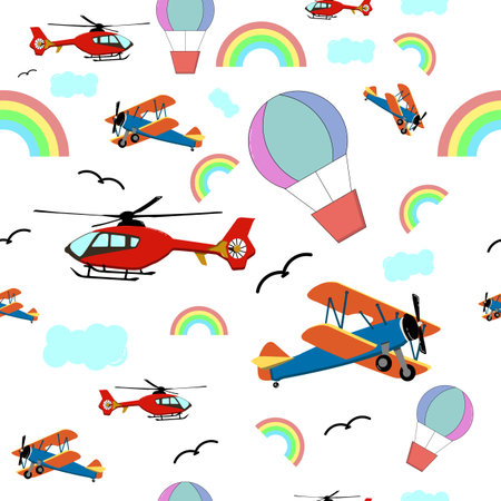 air transportation seamless pattern perfect for background or kid's room wallpaperのイラスト素材