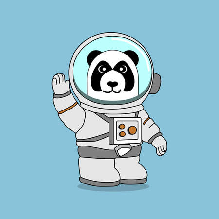 panda wearing astronaut suit raise right hand perfect for design projectのイラスト素材