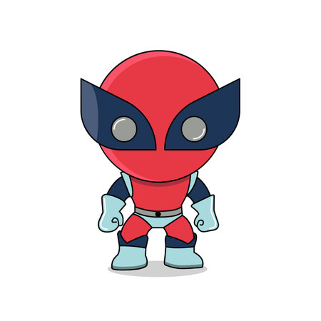 cute superhero in red and blue costume perfect for design projectのイラスト素材