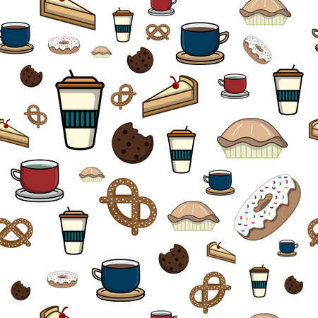 beverage and snacks seamless pattern perfect for background or wallpaperのイラスト素材
